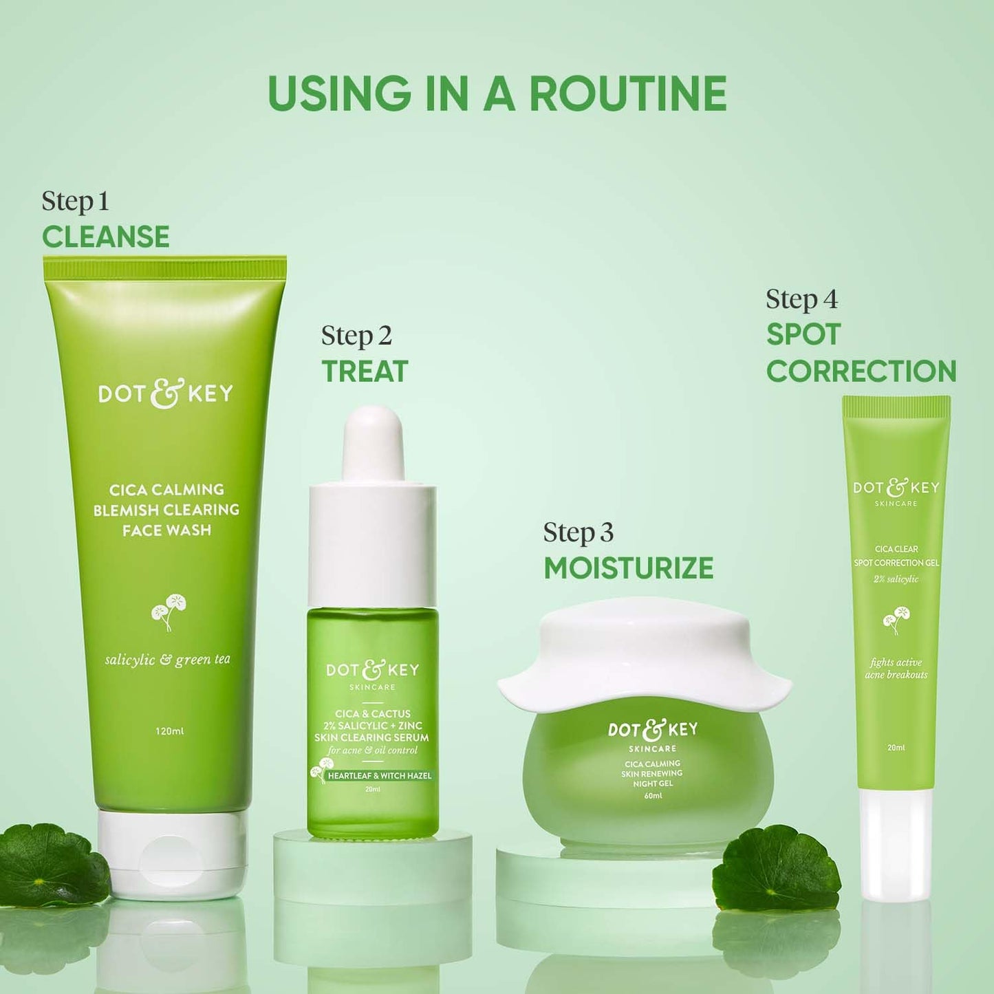 Dot & Key Cica Clear Spot Correction Gel for Active Acne | Soothing, Lightweight & Non Drying | Reduces Active Acne & Redness | Fades Acne Scars & Dark Spots | For Oily, Acne Prone Skin | For Women & Men | 20ml