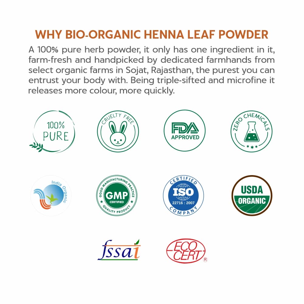 INDUS VALLEY Bio Organic 100% Organic Temporary Dark Brown Red Tattoos and Henna Natural Red Henna Leaf Powder For Hairs (250g)