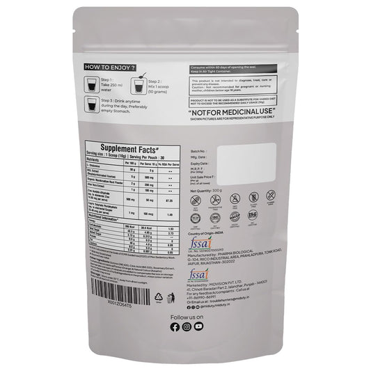 Miduty by Palak Notes Leaky Gut Powder - Supports Gastrointestinal lining, Leaky Gut - Helps In Constipation And Heartburn - Advanced Formula with L Glutamine and Aloe Vera Extract - 300 Grams