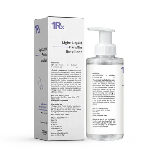 Zeelab 1RX Light Liquid Paraffin Emollient Lotion 200ml | Lanolin-Free Moisturising Lotion for Dry & Sensitive Skin | Daily Hydration & Skin Barrier Support | Body Moisturiser for Adults & Children
