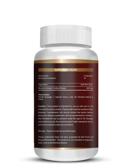 Vokin Biotech Pure Shilajit/Shilajeet Extract 800mg Capsules for Stamina, Enhanced Performance & Muscle Growth – (90 Caps)