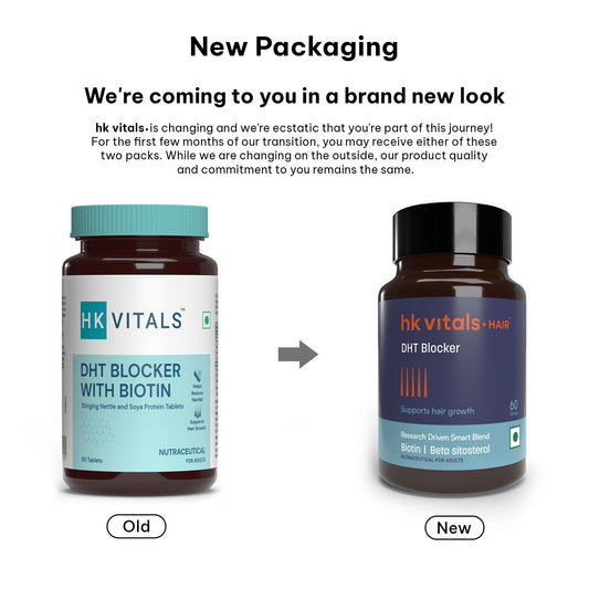 HealthKart hk vitals DHT Blocker with Biotin (60 Tablets) | Stinging Nettle and Soya Protein | Helps Reduce Hair Fall, Stimulates Hair Growth