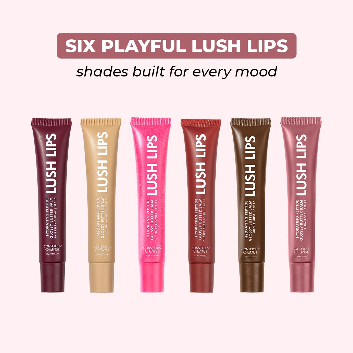 Conscious Chemist® Peptide Lip Balm SPF15 - Plum Rose | 24 hr Hydration & Moisturizing Lip Balm for Dark & Pigmented Lips | Sun Protection | Soothes Dry Lips & Repair Moisture Barrier - 15g, Mauve