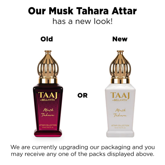 BELLAVITA TAAJ Musk Tahara Unisex Long Lasting Attar for Man and Woman 12ml | Sweet & Floral Long Lasting Fragrance | Non-Alcoholic Roll On