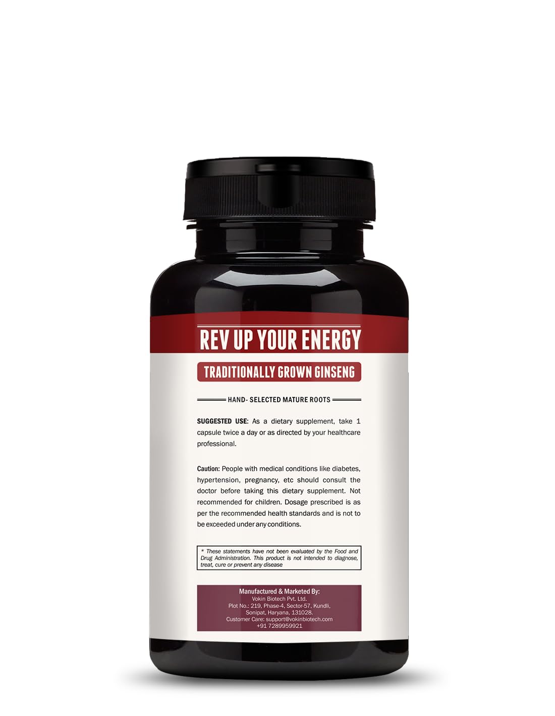 Vokin Biotech Korean Ginseng 90 Veg Capsules,Supports Energy, Vitality & Strength, For Men & Women