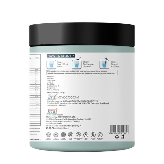 Miduty Palak Notes 100% Organic Super Greens Powder Alkalizing with Wheat Grass, Spirulina, Green Tea, and Moringa Leaves - Ultimate Body Detox & Weight Loss Support - 250 grams