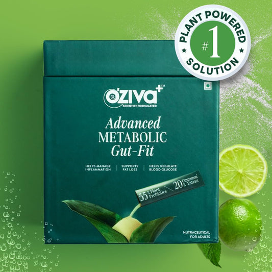 OZiva+ Advanced Metabolic Gut-Fit For Gut & Metabolic Heath | With Cinnamon Polyphenols, B420â„¢ Probiotic, Oat Fiber Prebiotic | 30 Sachets + 30 Effervescent Tablets