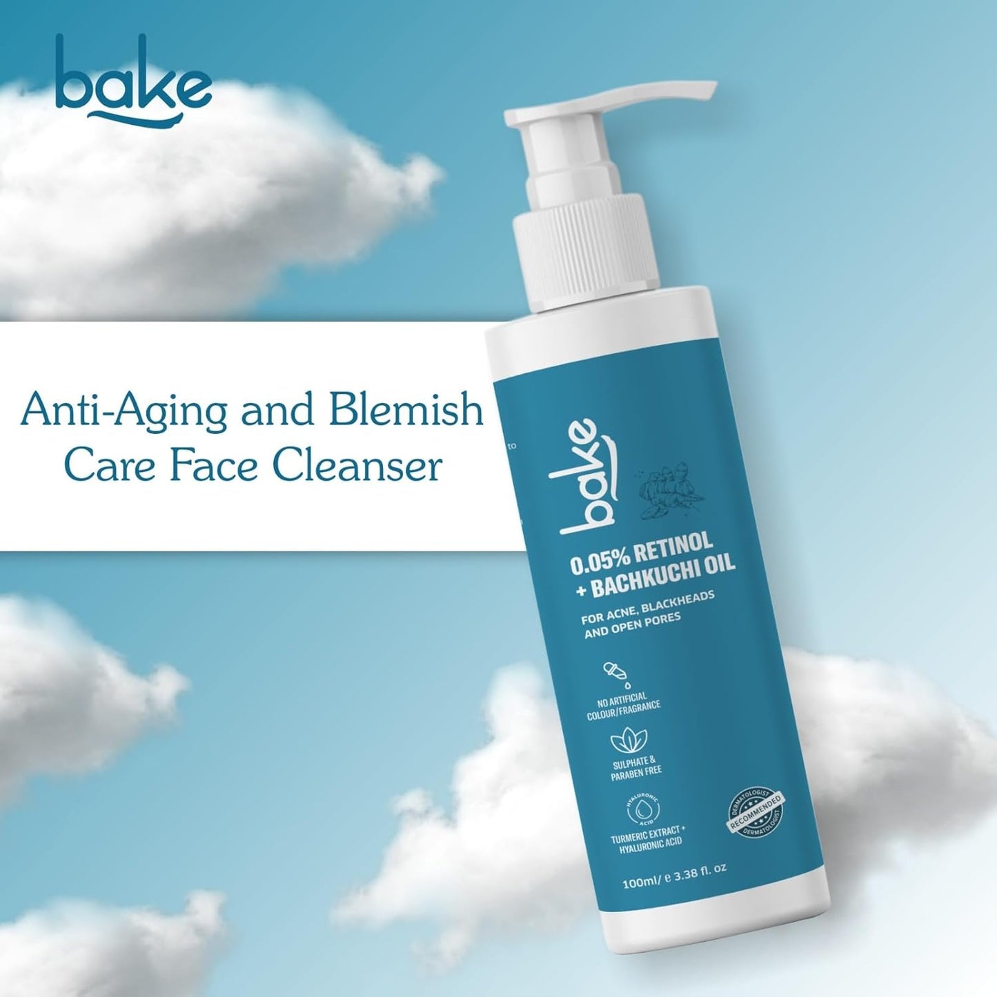 BAKE 5% Retinol Face Wash for Wrinkles | Anti Aging & SkinTightening for Men & Women | Fight signs of aging & Stimulates Collagen Production | 100ml