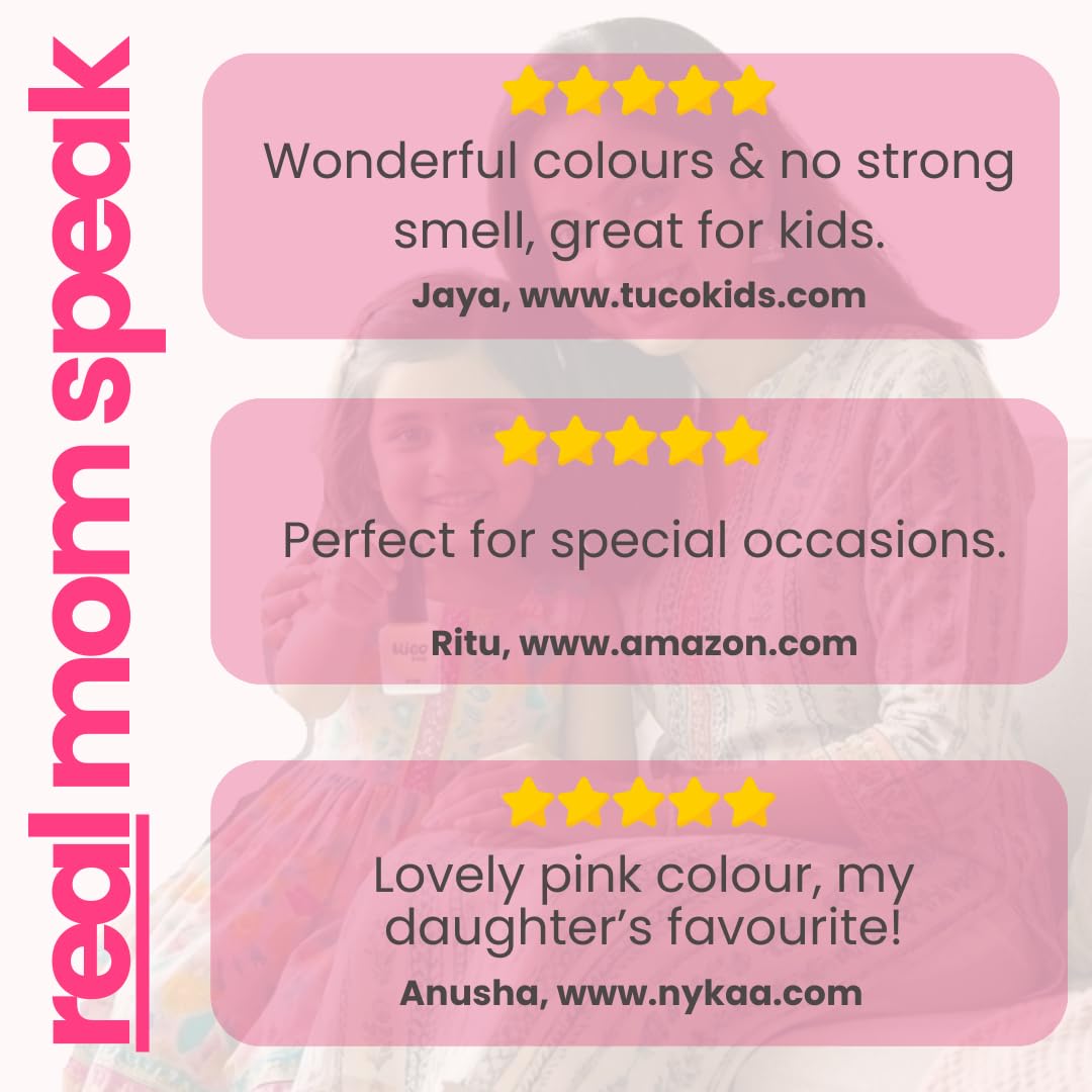 Tuco® Kids Water Based Safe Nail Polish for girls | Easy to Peel Off, Non Toxic, Natural & Safe for Kids | Play Safe with Chemical Free Nails for Daughters | Pack of 1x5ml | Pink