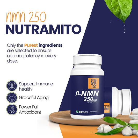 NMN Supplement | 60 Veg Capsules | 250mg Beta NMN | NAD+ Booster | 99% Pure for Energy, Strength & Focus, Healthy Aging