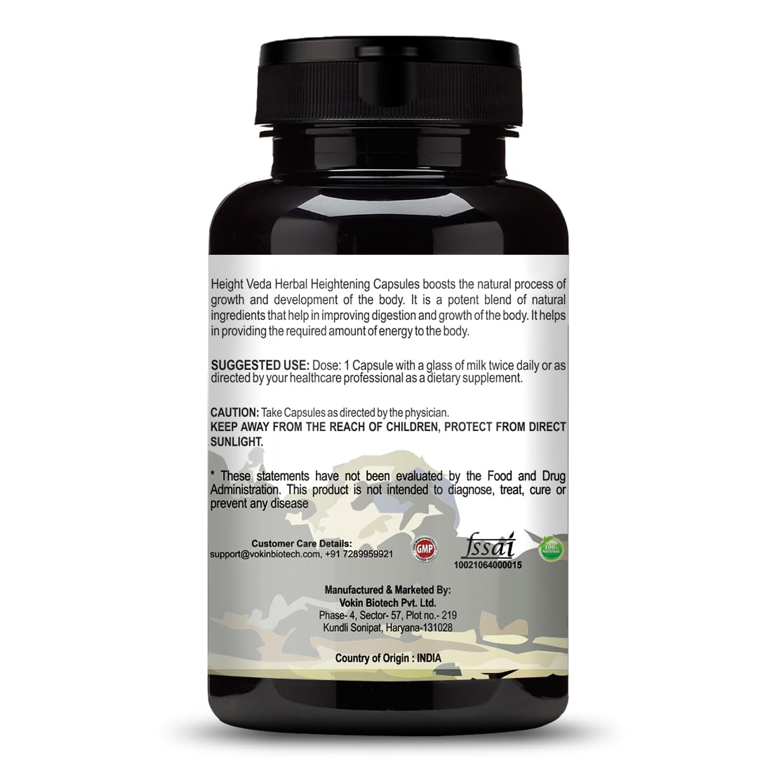 Vokin Biotech Original Height Veda Supreme Formula 60 Capsules (Pack of 1)