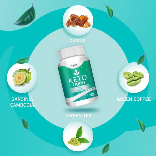 Vokin Biotech Keto Guru 60 Tablets Supplement for Weight Management, Fat Burner, Appetite Suppressant- Pack of 1