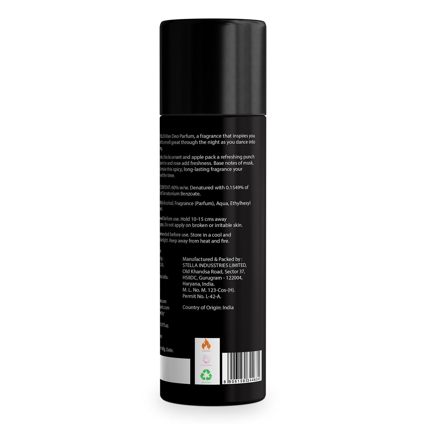 Bella Vita KLUB Men Body Perfume 150ml | No Gas Deo for Men | Deodorants Man | Long Lasting Spicy and Musky Fragrance with Refreshing Lemon, Rose Petals & Warm Vanilla Notes