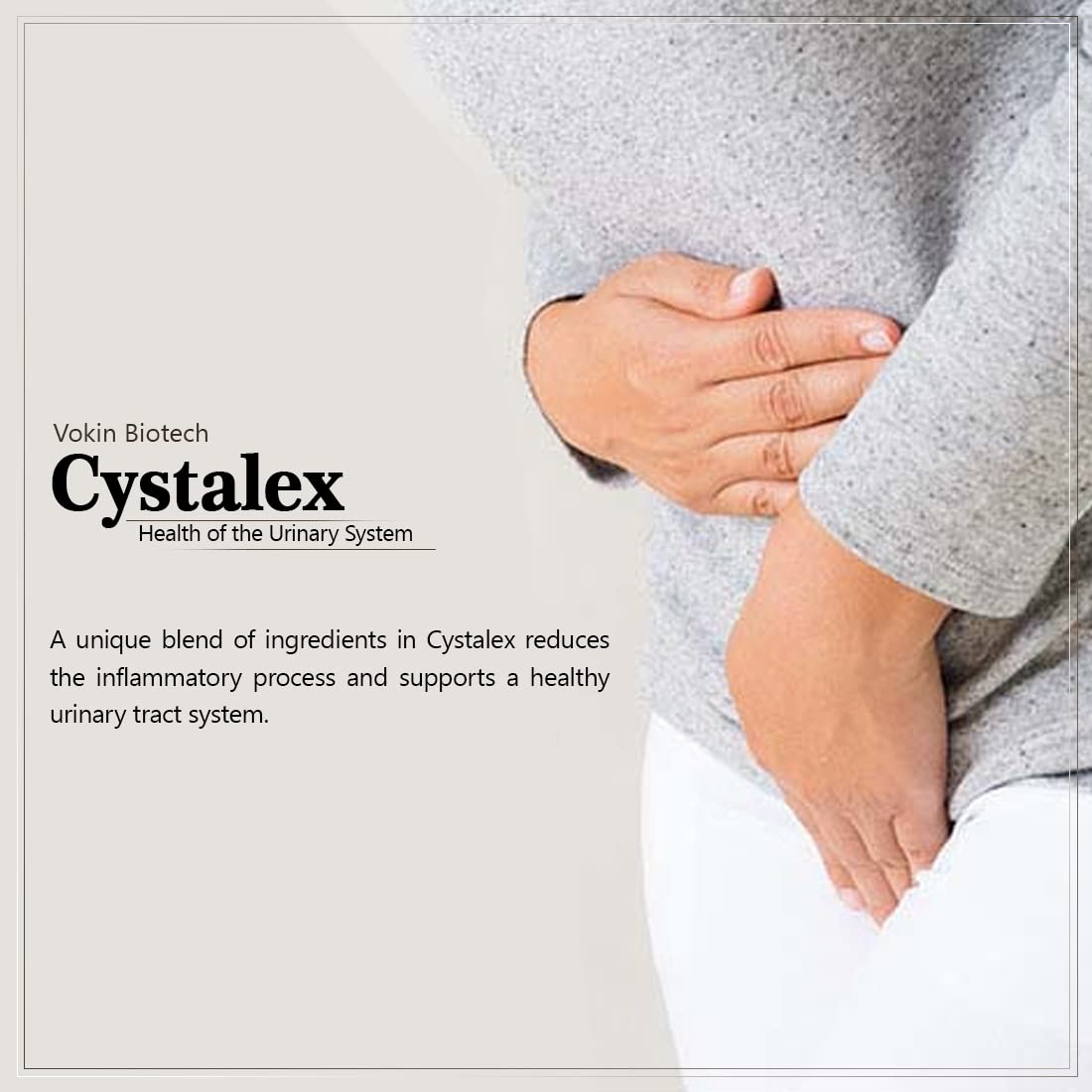 Vokin Biotech Cystalex 60 Capsules With Cranberry 150mg and Arjuna Extract 125mg Improve the Overall Health of the Urinary System