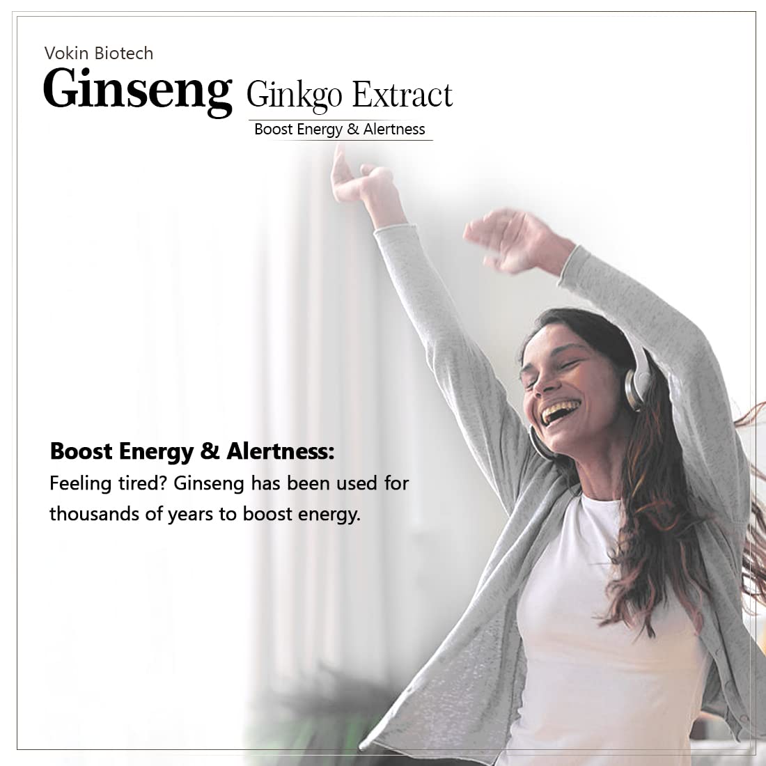 Vokin Biotech Ginseng Ginkgo Extract For Blood Circulation 90 Veg Capsules
