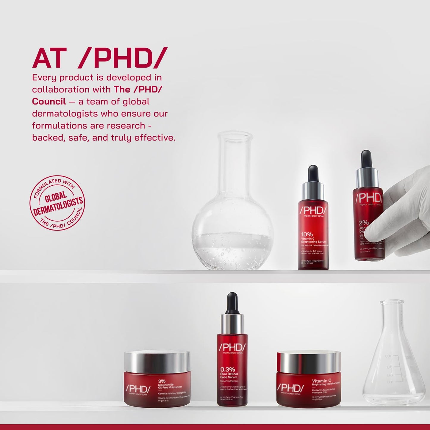 /PHD/ 10% Vitamin C Brightening Serum | For Glowing skin, Oily skin, Dry skin | Dark Spots & Uneven Tone Treatment | Face serum for Women & Men | Formulated with Global Dermatologists 30ml
