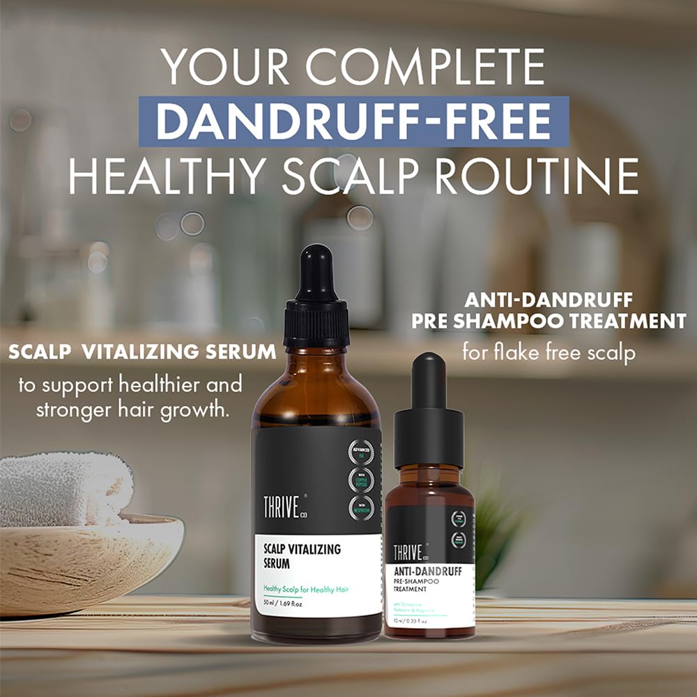 ThriveCo Anti Dandruff Hair Serum Pre-Shampoo Dandruff Treatment for Itchy, Dry & Flaky Scalp | With Octopirox, Pentavitin & Arginine | Reduces Hair Breakage & Strengthens Hair for Men & Women | 10ml