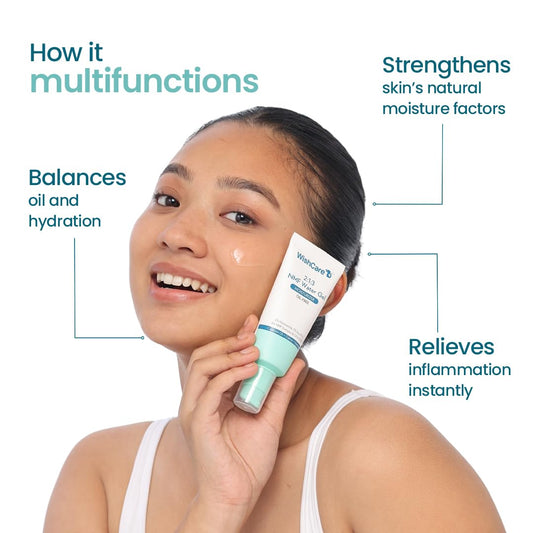 WishCare 2:1:3 NMF Water Gel Moisturizer for Face Oily Skin, Sensitive Skin | Oil-Free Moisturizer Cream For Acne Prone Face | With Niacinamide, Zinc PCA & NMF | Controls Oil & Hydrates | For Men & Women | 50ml