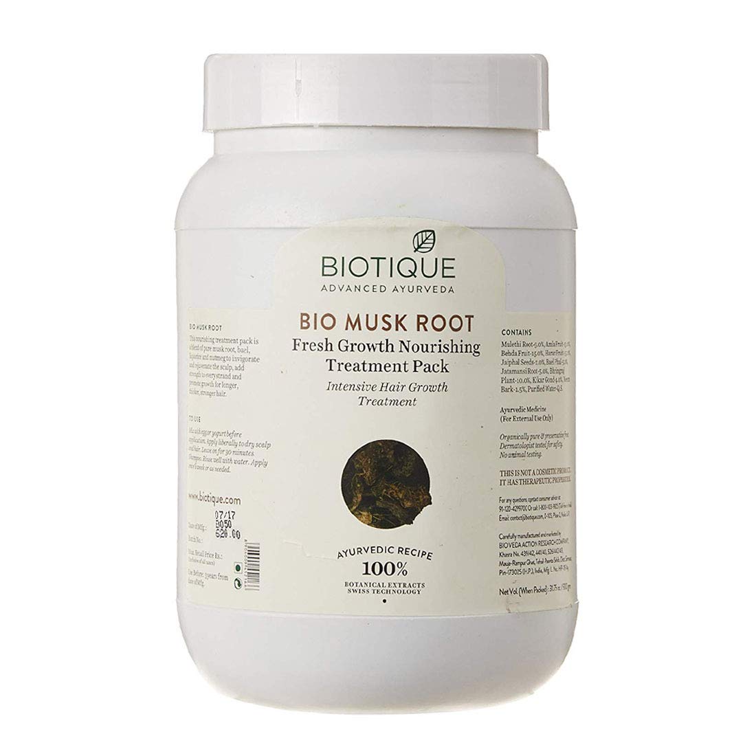 Biotique Musk Root Fresh Growth Nourishing Treatment| Promotes Hair Growth | Prevents Hair Loss| 100% Botanical Extracts| Suitable for All Skin Types | 900gm