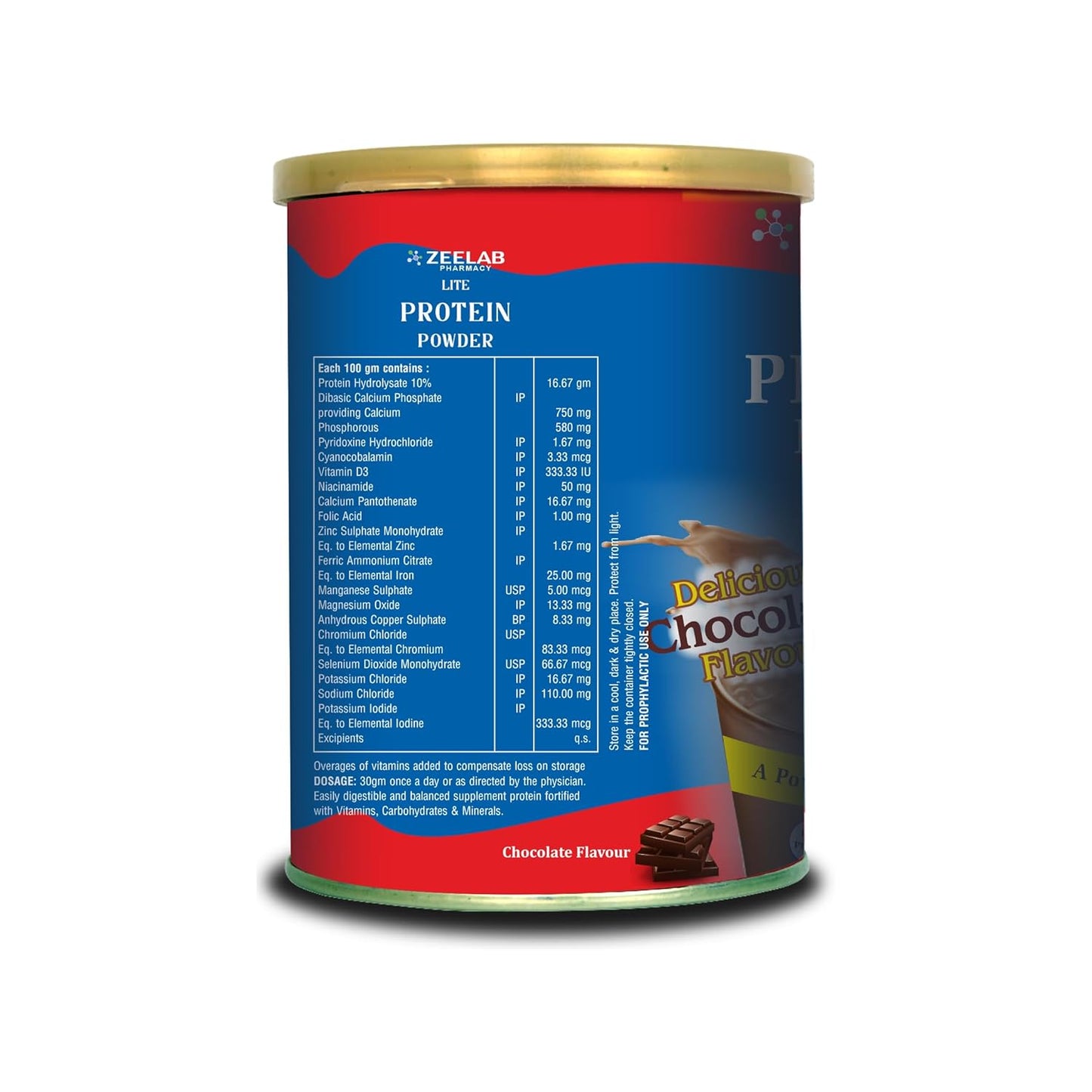 Zeelab Protein Powder 200g | Zero Sugar Nutrition Protein Drink | Delicious Chocolate Flavour | Fortified with Calcium, Iron and Zinc