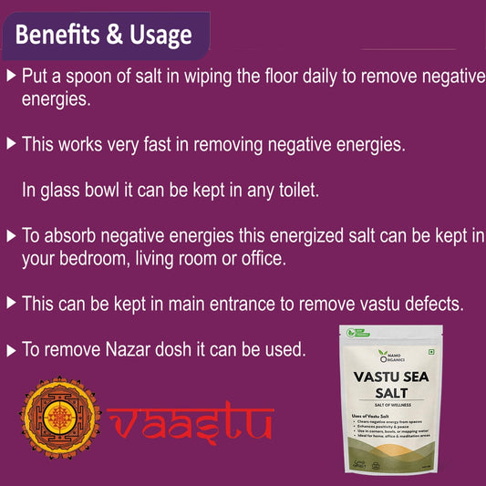 namoorganics PURE VASTU SALT - 900g - to Remove Negative Energy | Sea Salt for Vastu (Energised) | Used for Home, Bathroom, Nazar Dosh, Floor Cleaning | Brings Positive Energy