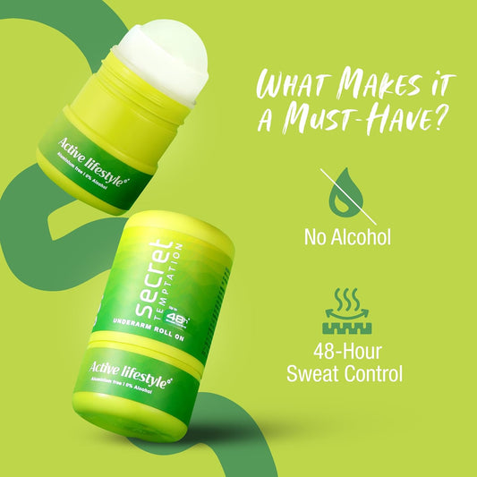 Secret Temptation Active Lifestyle Roll-On for Women|Aluminium Free|Antiperspirant Roll On|Dedorant Roll On, 50ml