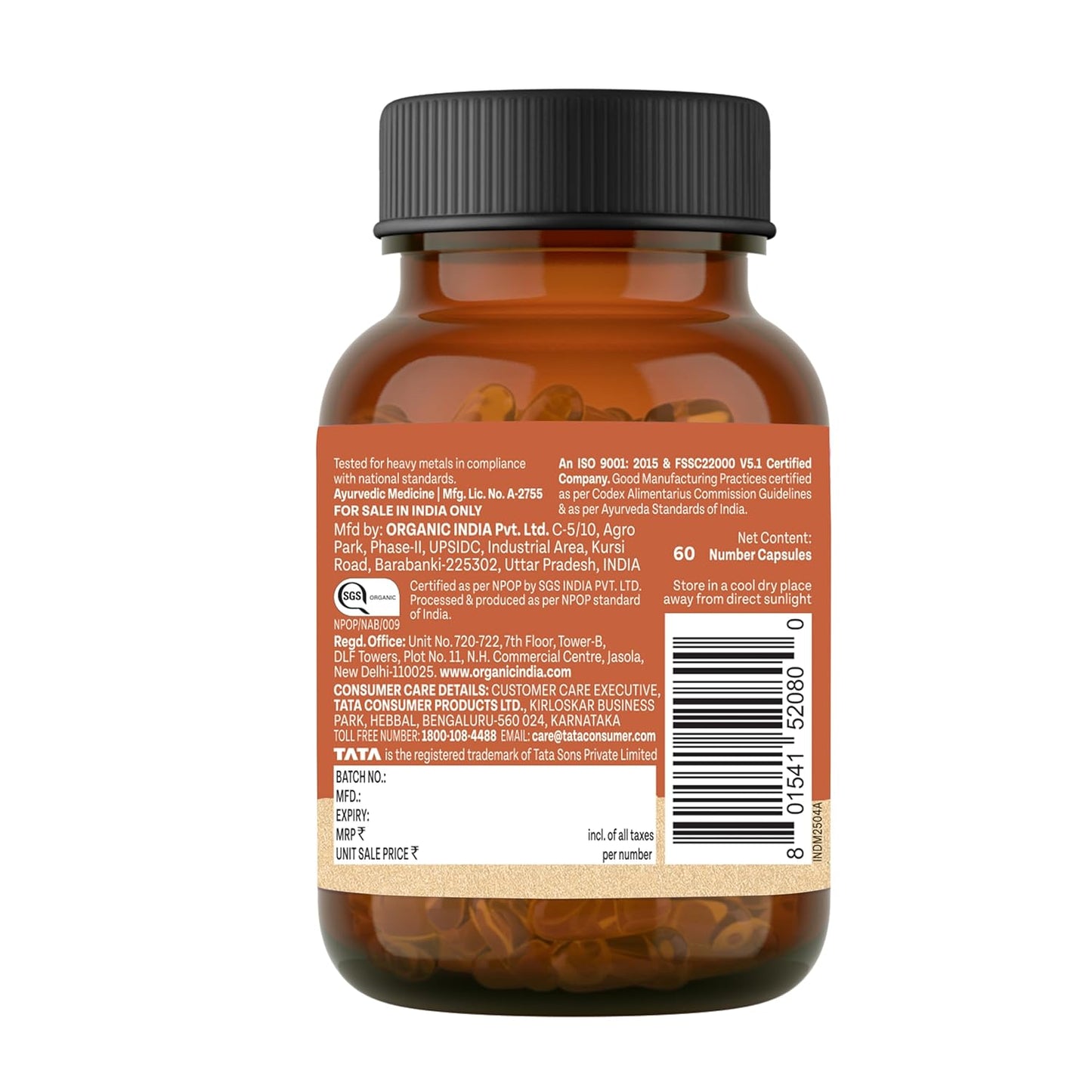 A TATA Product - Organic India Arjuna - 60 Veg Capsules