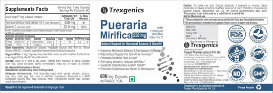 Trexgenics® PUERARIA MIRIFICA extract 10:1 550mg with Collagen Booster Vitamin C (60 Vcaps)