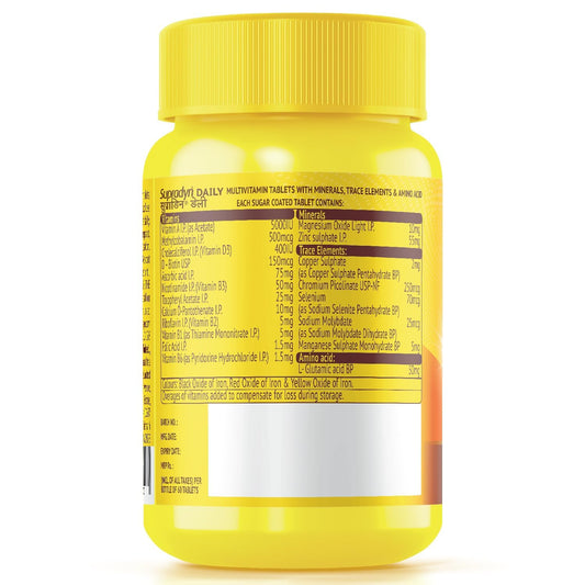 Supradyn Daily, No.1 Multivitamin (60 tablets) with Biotin, Vitamin C, Vitamin D3, Calcium, Zinc for Daily Immunity & 2X Energy for Men & Women