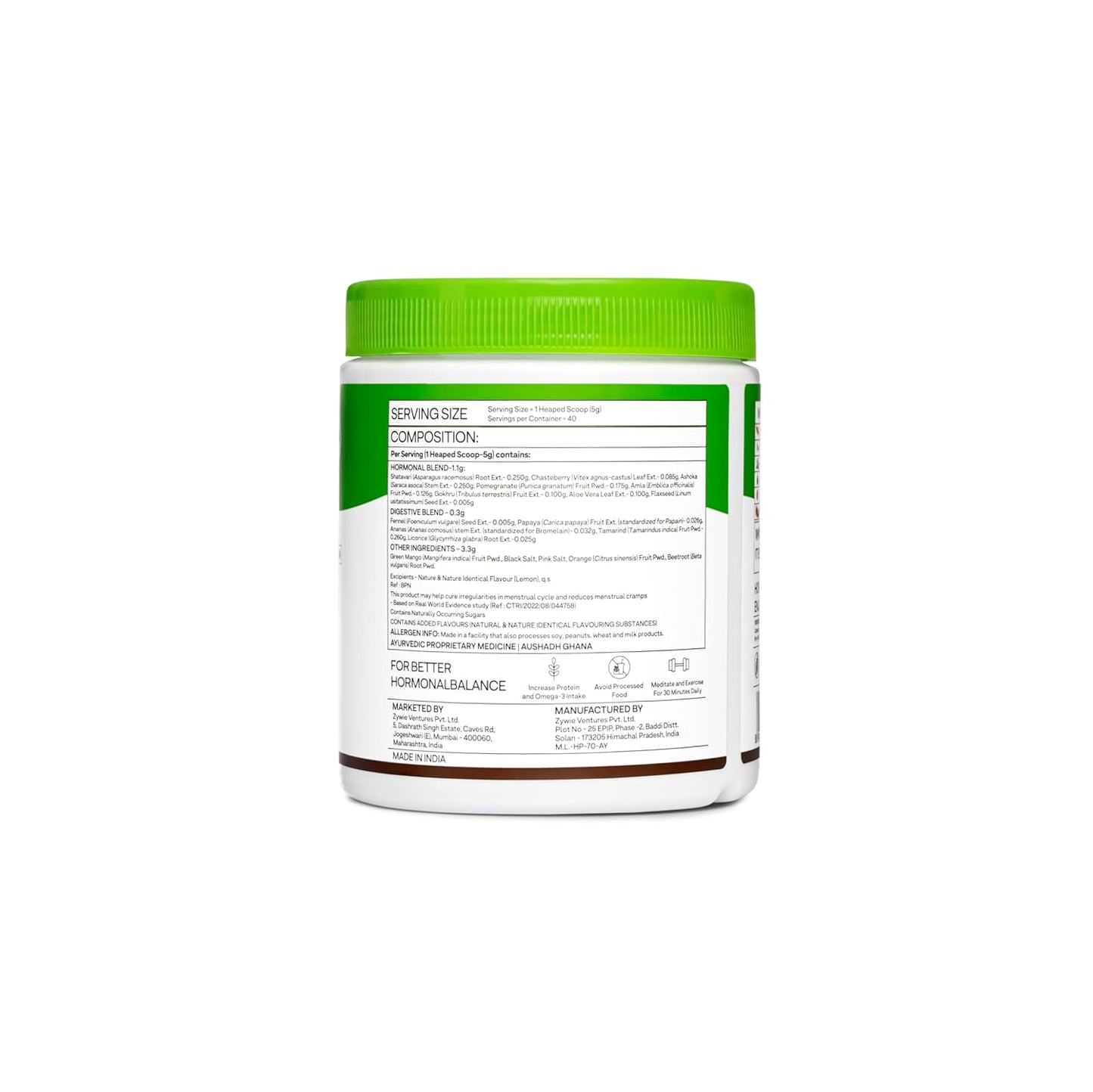OZiva Plant Based HerBalance for PCOS Supplements for Women 200g, with Myo-Inositol, ChasteBerry, Shatavari, PCOS Supplements for Women Promoting Better Cycle & Hormonal Balance
