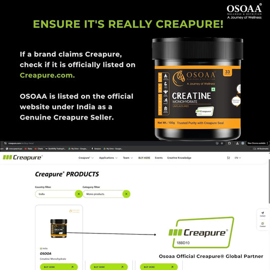 OSOAA 100% Creapure from Germany, Micronized Creatine Monohydrate Powder - 250g | 3g Creatine/Serving | Pre/Post Workout Supplement for Muscle Repair & Recovery | Supports Athletic Performance & Power