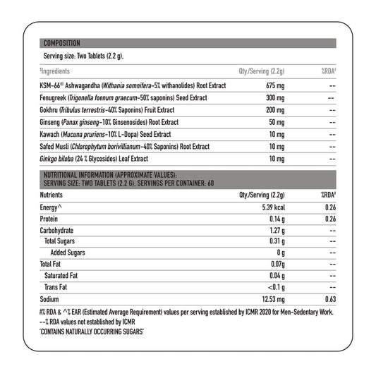 TrueBasics T-Boost,Testosterone Supplement For Men|With Ksm 66 Ashwagandha,Safed Musli,Gokshura,& Ginseng|For Energy,Stamina & Muscle Strength,1 Count,120 Capsules