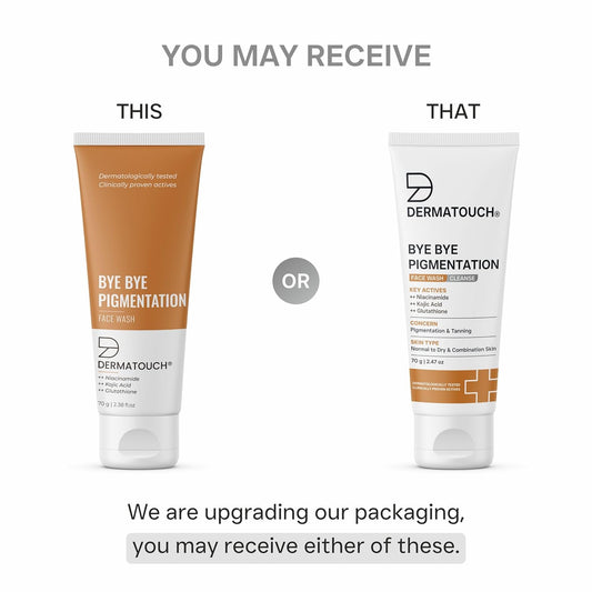 DERMATOUCH Bye Bye Pigmentation Face Wash || Anti Pigmentation for Women/Men with Niacinamide, Kojic Acid, & Glutathione - 70G