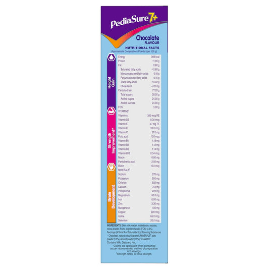 PediaSure 7+ Specialized Nutrition Drink Powder 400 Grams,Premium Chocolate Flavour With Oats & Almonds,For Growing Children,Supports Height Gain,Muscle Strength &Brain Development,1 Count