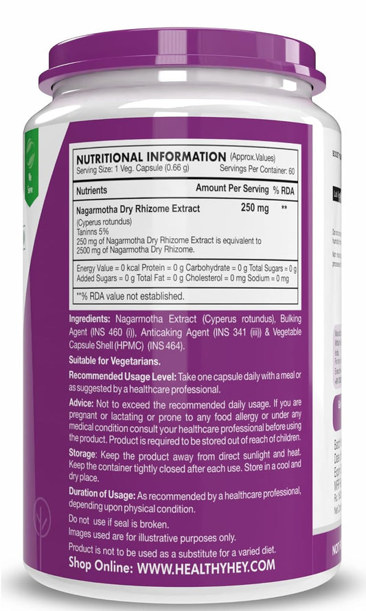 HealthyHey Nutrition Nagarmotha Dry Extract,10:1,60 Vegetable capsules