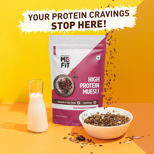 MuscleBlaze Fit High Protein Muesli ,400g | 22g Protein | With Raisins, Almonds & Super Seeds, High Protein Breakfast Cereals