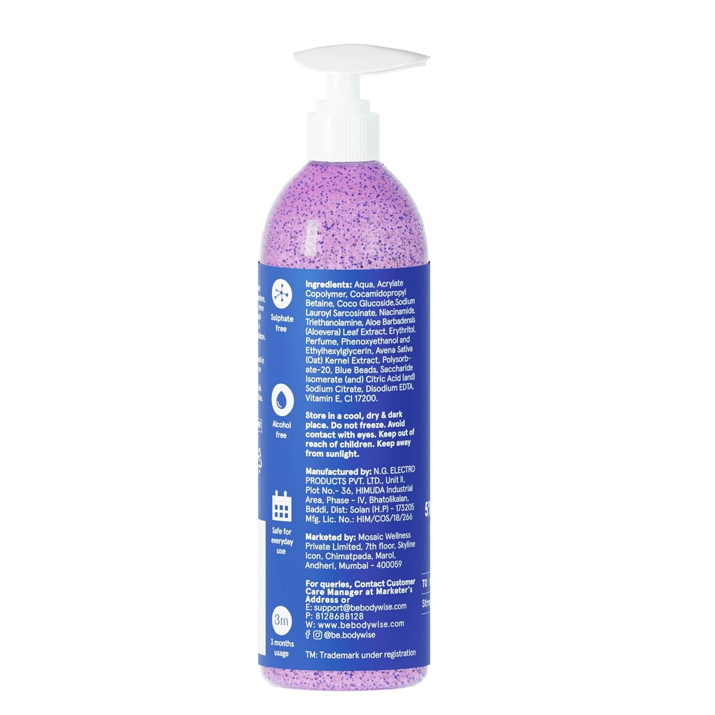 Be Bodywise 5% Niacinamide Brightening Body Wash 700ml | Hydrates & Deep Cleanses Skin | For Glowing & Hydrated Skin | With Aloe vera, Vitamin B3 & E | For All Skin Types
