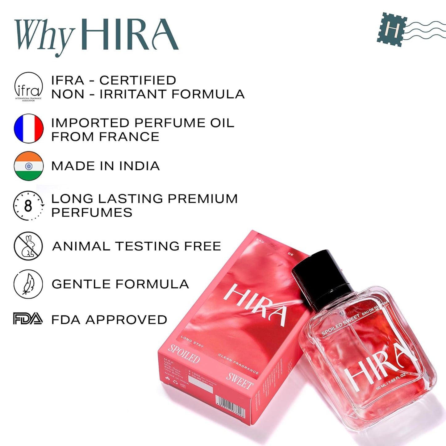 HIRA Spoiled Sweet Perfume for Woman 50 ml | Sweet & Fruity Scent | Long Lasting Eau de Parfum Premium Luxury Fragrance | Gifts for Girlfriend, Mother's Day & Date Night Perfume