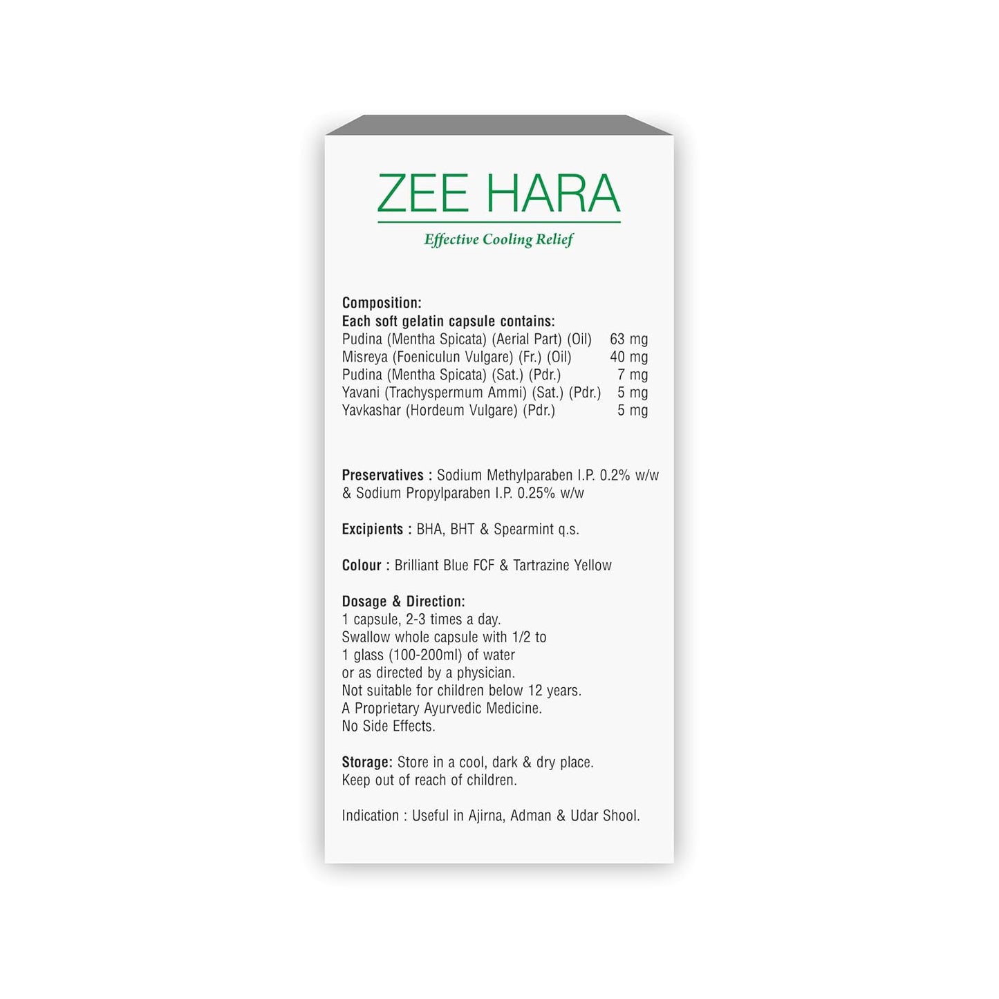 Zeelab Zee Hara Capsule for Gastric and Acidity | Ayurvedic Medicine for Stomach Pain and Indigestion Relief (10 Capsules)