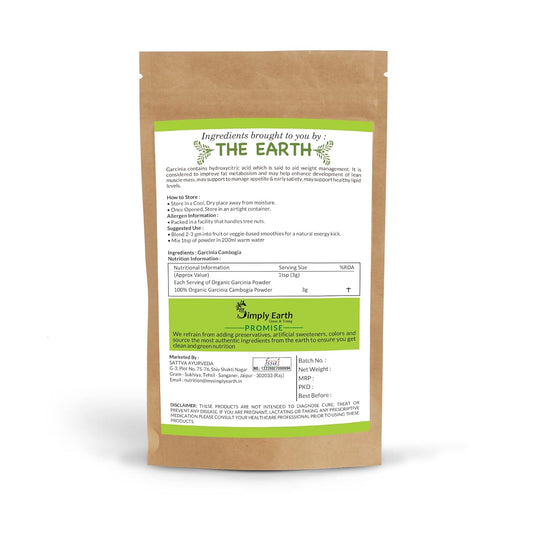 Simply Earth Pure Natural Garcinia Cambogia Fruit Extract Powder 60% HCA for weight management and other health benefits - 200GM