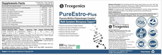 Trexgenics PureEstro-Plus Advanced Pueraria Mirifica Complex with Vital Vitamins & Minerals (Pack of 60 Veg. Capsules)