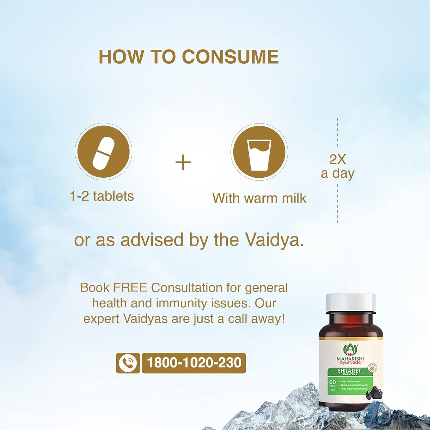 Maharishi Ayurveda Shilajeet Rasayana 500 MG | Natural & Pure Shilajit for Strength, Stamina & Endurance | 60 Tablets