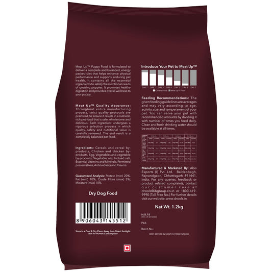 Meat Up Puppy Dry Dog Food, 1.2 kg Pack