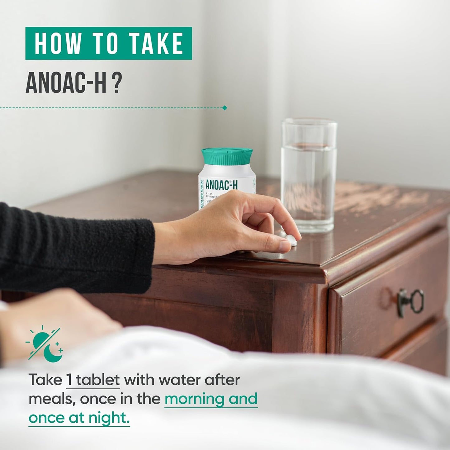 Healing Hands Anoac-H Advanced Piles and Fissure Treatment Tablets – 60 Days, Patented Plant Based Tablets to treat Severe Piles and Fissure, Clinically Proven, Herbal & Natural Piles Care