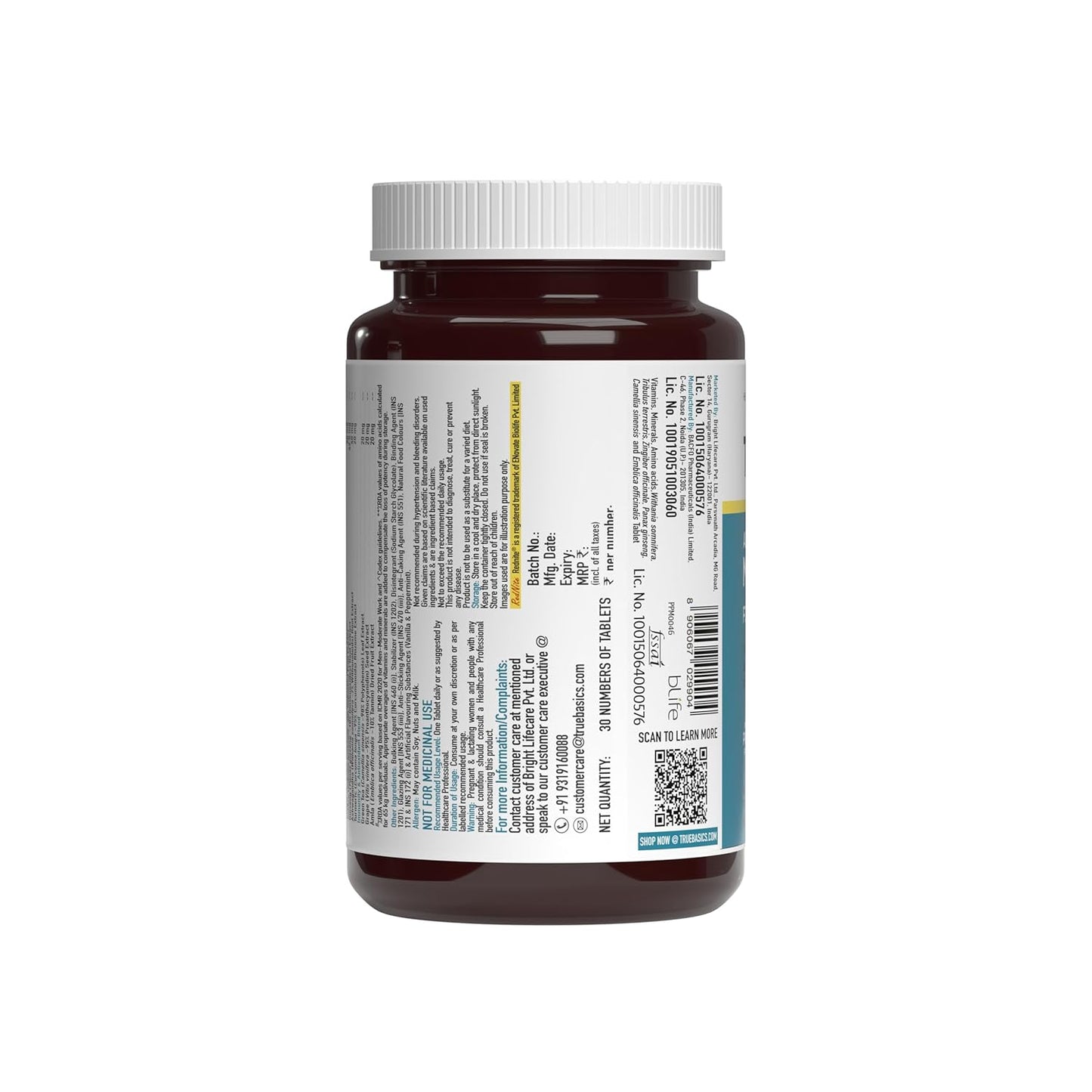 TrueBasics Advanced Multivitamin For Sports & Fitness (30 Tablets) | With Amino Acid, Energy, Antioxidant & Immunity Blends, 24 Vitamins & Minerals | For Immunity & Energy