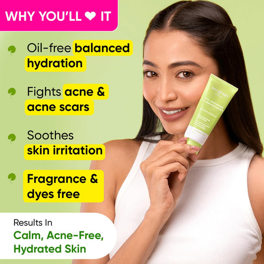 DOT & KEY Cica + Niacinamide Oil Free Moisturizer For Acne Prone Skin Oil Free & Lightweight Fades Dark Spots & Blemishes, Soothes Redness Acne Cream For Oily Acne Prone & Sensitive Skin 50Gm