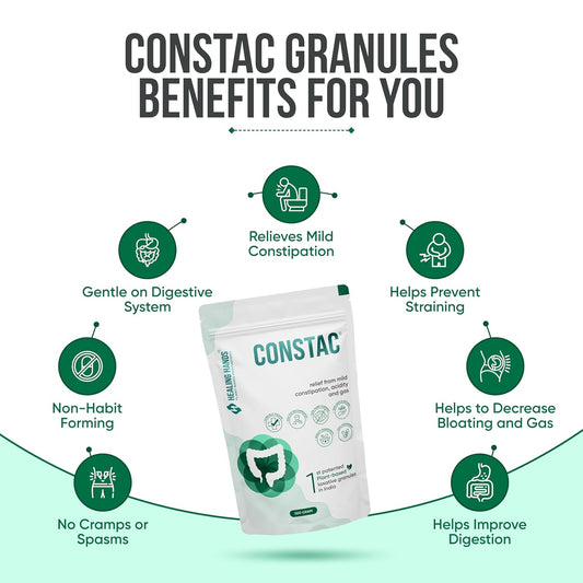 Healing Hands Constac for Relief in Mild Constipation - Mild, Safe, Clinically Proven Ayurvedic Granules 500g Pouch