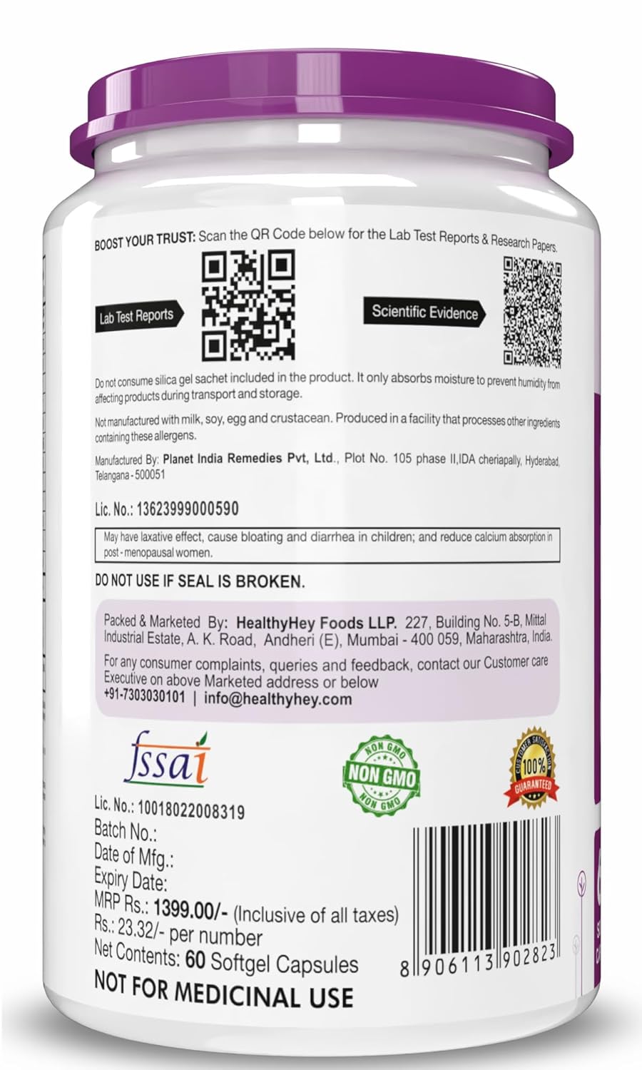 HealthyHey Nutrition Omega 3 Fish Oil for Women - 2000 Mg/serving - 60 Softgel Capsules (600 EPA & 400 DHA)