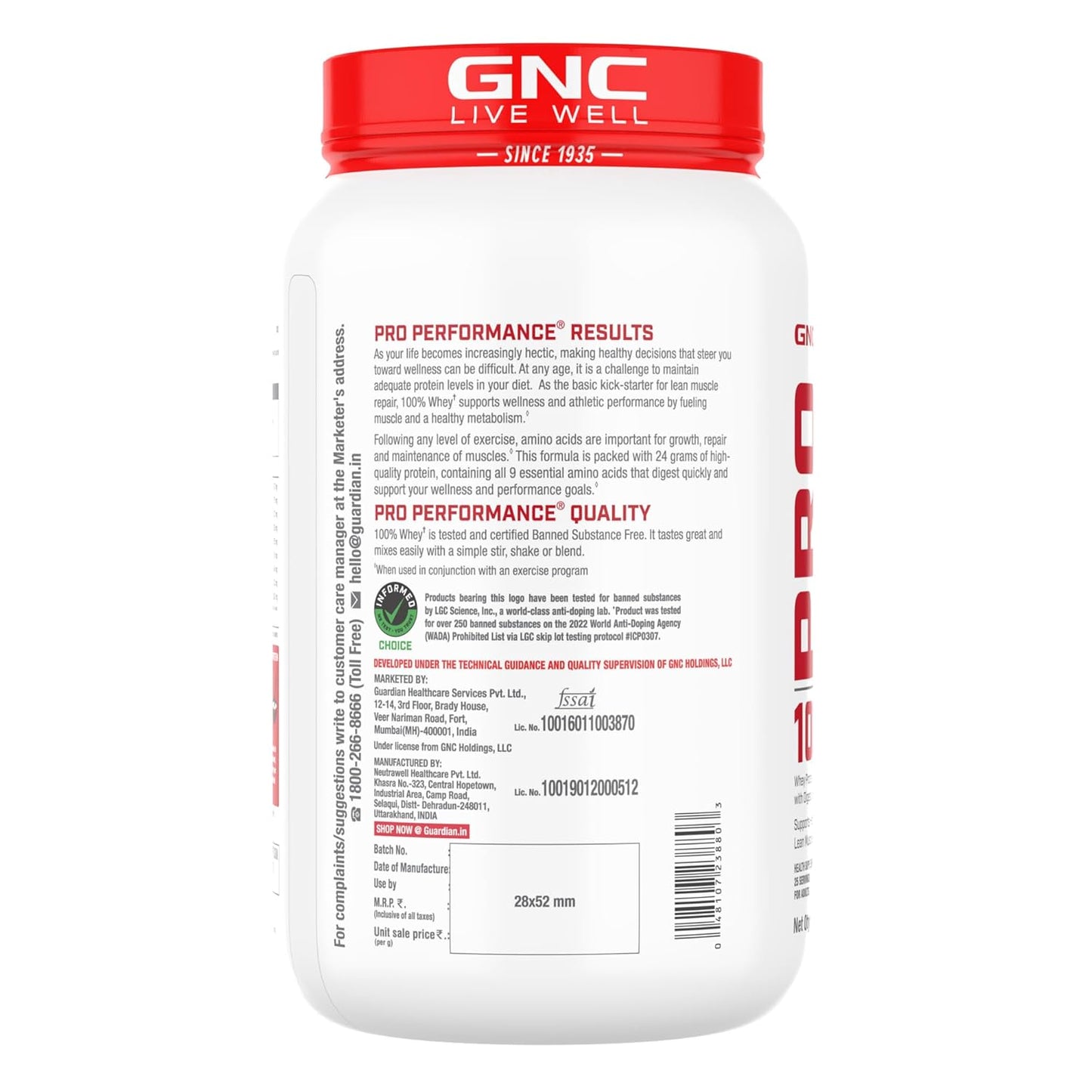 GNC Pro Performance 100% Whey Protein Powder | Boosts Strength & Endurance | Builds Lean Muscles | Fastens Muscle Recovery | Formulated In USA | 24g Protein | 5.5g BCAA | Chocolate Fudge | 2 lbs