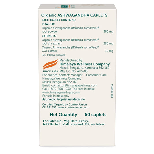 Himalaya Organic Ashwagandha 670Mg |Helps Release Stress | Rejuvenates Mind And Body | General Wellness | Tablet, Pack Of 60